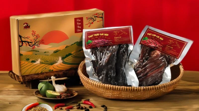 Thịt trâu gác bếp làm quà biếu sang trọng